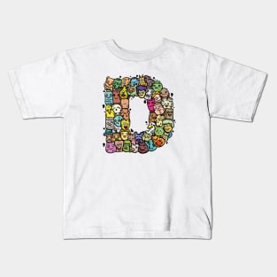 Alphabet Monster Doodle Letter D Monogram Kids T-Shirt